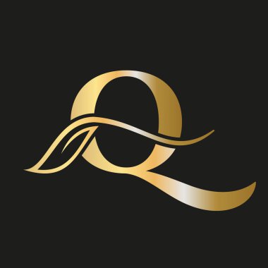 Zarif, Zarif, Güzellik, Salon, Spa, Moda ve Yoga İşaret Şablonu 'na sahip Q Harfi Çiçek Lüks Logosu