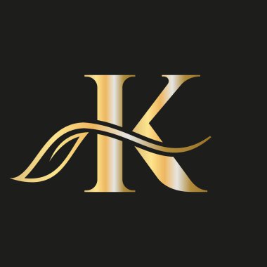 Zarif, Zarif, Güzel, Salon, Kaplıca, Moda ve Yoga İşaret Şablonu 'na sahip K Harfi Çiçek Lüksü Logosu
