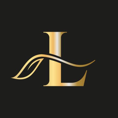 Zarif, Zarif, Güzel, Salon, Spa, Moda ve Yoga İşaret Şablonu 'na sahip L Harfi Çiçek Lüksü Logosu