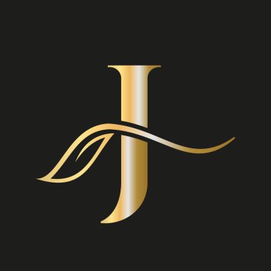 Zarif, Zarif, Güzel, Salon, Spa, Moda ve Yoga İşaret Şablonu 'na sahip J Harfi Çiçek Lüks Logosu