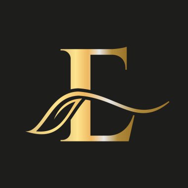 Zarif, Zarif, Güzel, Salon, Kaplıca, Moda ve Yoga İşaret Şablonu 'na sahip E Harfi Çiçek Lüks Logosu