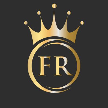 Harf FR Crown Logosu. Spa, Yoga, Güzellik, Moda, Yıldız, Zarif, Lüks İşaret İçin Kraliyet Taç Logosu