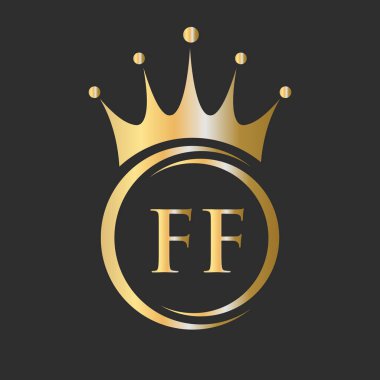 FF Crown Logosu. Spa, Yoga, Güzellik, Moda, Yıldız, Zarif, Lüks İşaret İçin Kraliyet Taç Logosu
