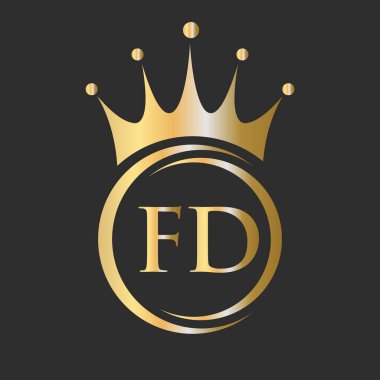 FD Crown Logosu. Spa, Yoga, Güzellik, Moda, Yıldız, Zarif, Lüks İşaret İçin Kraliyet Taç Logosu