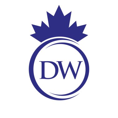 Harf DW Maple Leaf Logo Şablonu Sembol Kanada İş, Şirket Logosu Vektör Şablonu