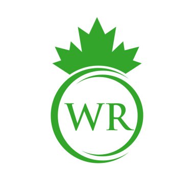 WR Harfi Maple Leaf Logo Şablonu Sembol Kanada Şirketi, Logo Konsepti Vektör Şablonu