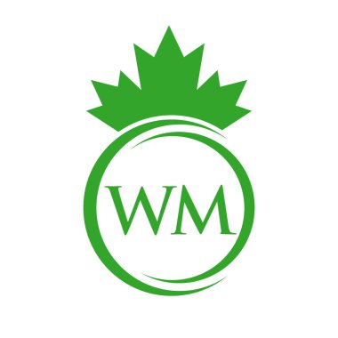 WM Maple Leaf Logo Şablonu Sembol Kanada Şirketi Logo Vektör Şablonu