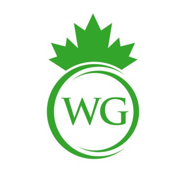 WG Maple Leaf Logo Şablonu Sembol Kanada Şirketi, Logo Konsepti Vektör Şablonu