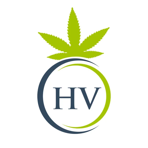HV Marihuana Logosu. Tedavi, Sağlık ve Sağlık Hizmetleri İçin Kenevir Logosu İmzası