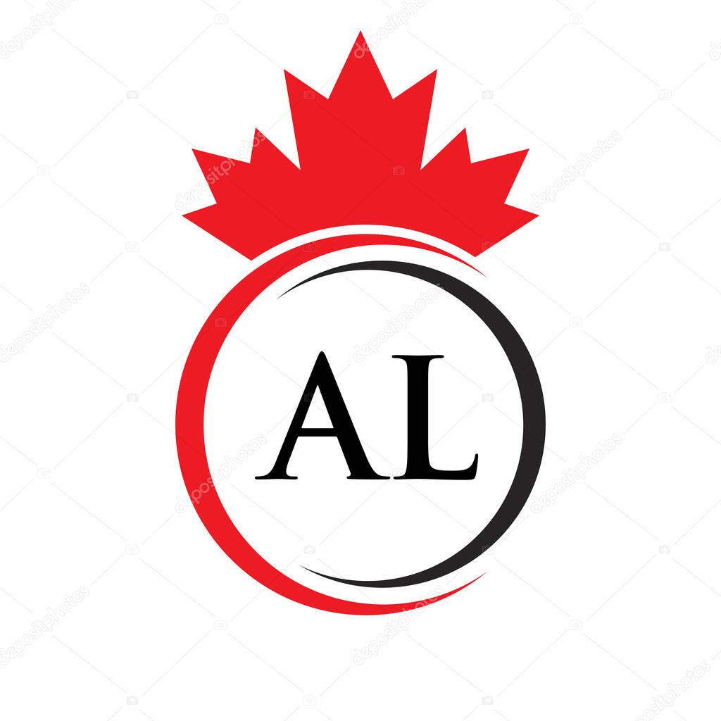 Letter AL Maple Leaf Logo Template Symbol Canadian Business, Company Logo Concept Vector Template