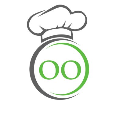 İlk Harf OO Restoran Logo Şablonu. Şef Şapka Sembol Vektör İşaretli Restoran Logosu Kavramı