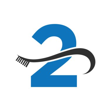 Diş fırçası logosu tasarımlı Harf 2 Diş Bakımı Logosu Şablonu