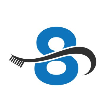 Diş fırçası logosu tasarımlı Harf 8 Diş bakımı logosu şablonu