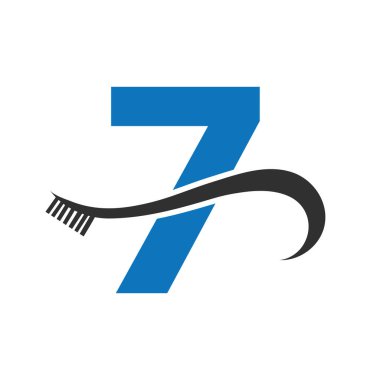 Diş fırçası logosu tasarımlı 7. Harf Diş Bakımı Logosu Şablonu