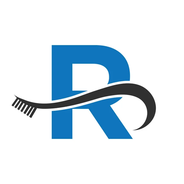 Letter Tooth Brush Logo Design Concept Teeth Care Dental Logo — Stock vektor
