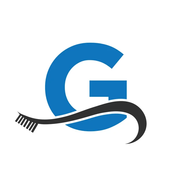 Letter Tooth Brush Logo Design Concept Teeth Care Dental Logo — Stockový vektor
