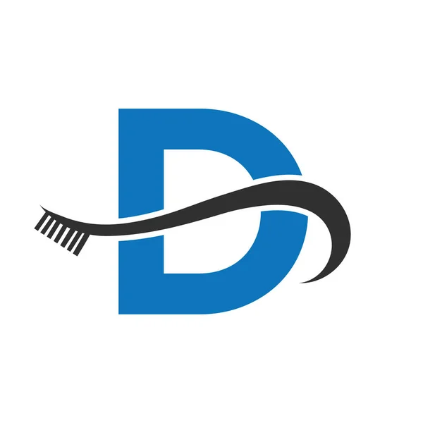 Letter Tooth Brush Logo Design Concept Teeth Care Dental Logo — Stock vektor