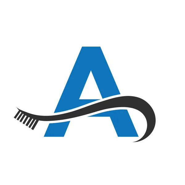 Letter Met Tandenborstel Logo Ontwerp Concept Voor Tandverzorging Tandheelkundige Logo — Stockvector