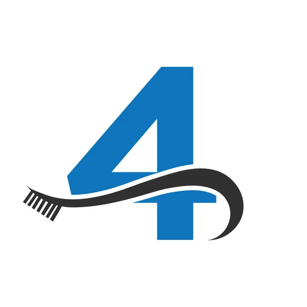 Letter Tooth Brush Logo Design Concept Teeth Care Dental Logo — Stock Vector