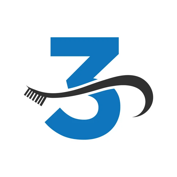 Letter Tooth Brush Logo Design Concept Teeth Care Dental Logo — ストックベクタ