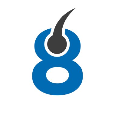 Harf 8 Saç Tedavi Logosu Tasarımı. Saç Bakımı Logo Şablonu Şablonu