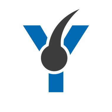 Y harfi saç tedavi logosu tasarımı. Saç Bakımı Logo Şablonu Şablonu