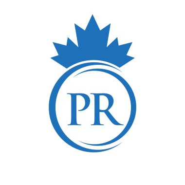 Letter PR Maple Leaf Logo Template Symbol Canadian Business, Company Logo Concept Vector Template
