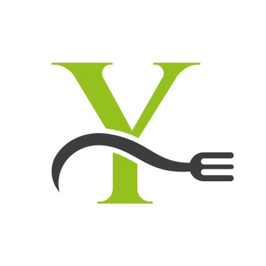 Letter Y Restaurant Logo Concept With Fork Vector Template