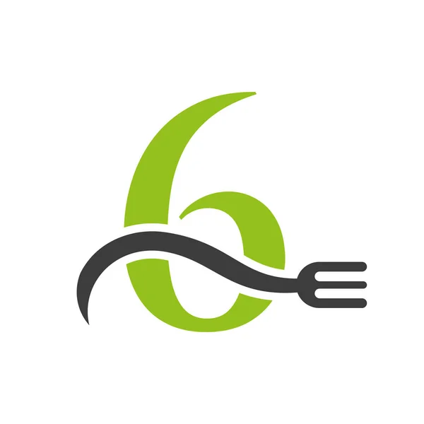 Letter Restaurant Logo Concept Fork Vector Template — Stok Vektör