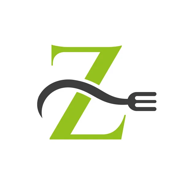 Letter Restaurant Logo Concept Fork Vector Template — Vector de stock