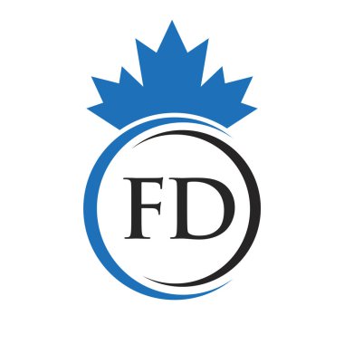 Letter FD Maple Leaf Logo Template Symbol Canadian Business, Company Logo Concept Vector Template