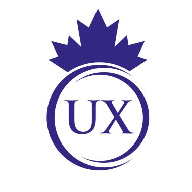 Letter UX Maple Leaf Logo Template Symbol Canadian Business, Company Logo Concept Vector Template