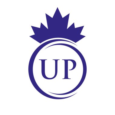 Letter UP Maple Leaf Logo Template Symbol Canadian Business, Company Logo Concept Vector Template