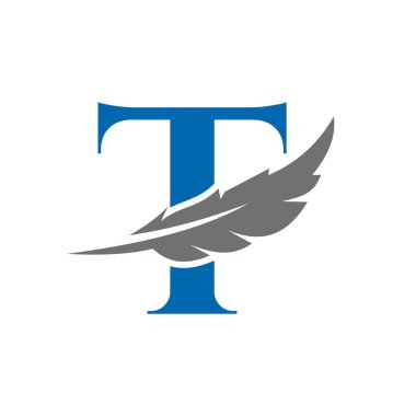 Letter T Feather Logo Vector Template. Law Logo Bird Feather Symbol