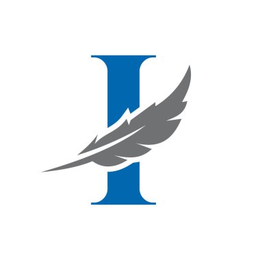 Letter I Feather Logo Vector Template. Law Logo Bird Feather Symbol