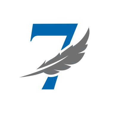 Letter 7 Feather Logo Vector Template. Law Logo Bird Feather Symbol