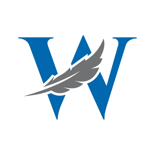 Letter W Feather Logo Vector Template. Law Logo Bird Feather Symbol