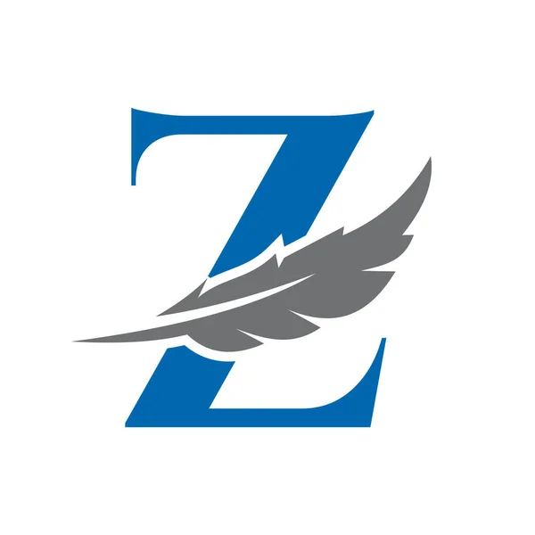 Letter Feather Logo Vector Template Law Logo Bird Feather Symbol — Vector de stock