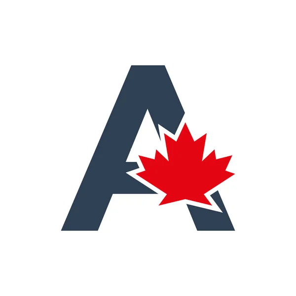Letter Maple Leaf Logo Template Symbol Canada Minimal Canadian Logo — Stockový vektor
