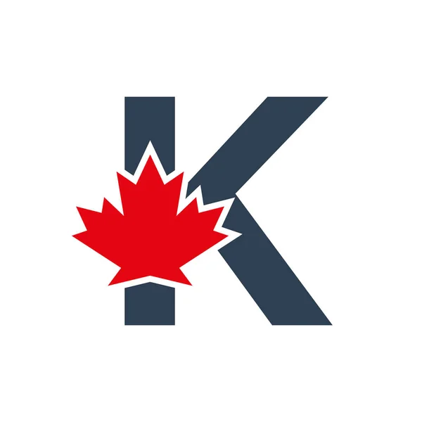 Letter Maple Leaf Logo Template Symbol Canada Minimal Canadian Logo — Wektor stockowy