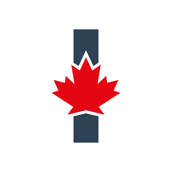 Letter Maple Leaf Logo Template Symbol Canada Minimal Canadian Logo — Wektor stockowy