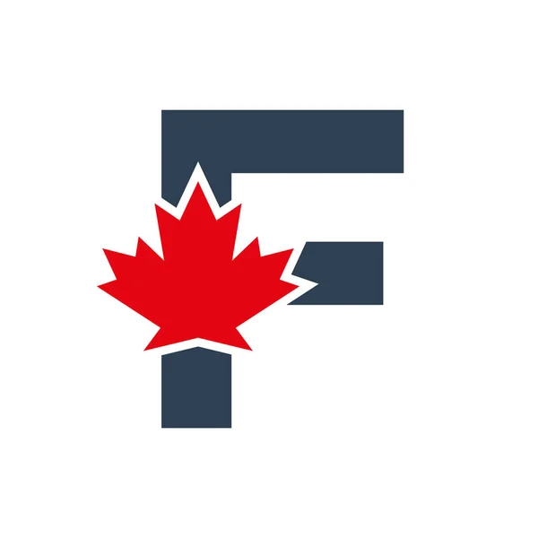 Letter Maple Leaf Logo Template Symbol Canada Minimal Canadian Logo — Stockový vektor