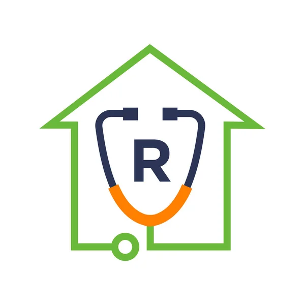 Letter R Healthcare Medical Logo. Doctor and Medical Logotype Concept with Stethoscope Sign