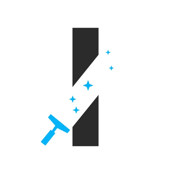 Логотип Очистки Буквы Дом Символического Векторного Шаблона Служанка Метлы — стоковый вектор