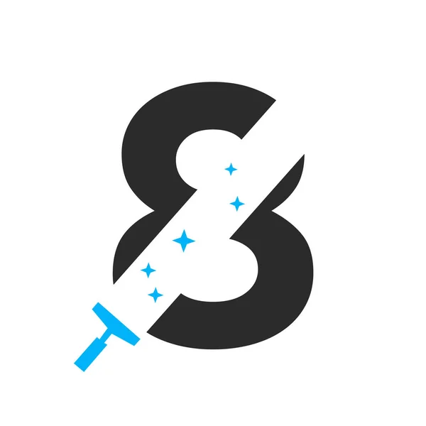 Логотип Чистки Дома Буквы Символического Векторного Шаблона Службы Уборки Метлы — стоковый вектор