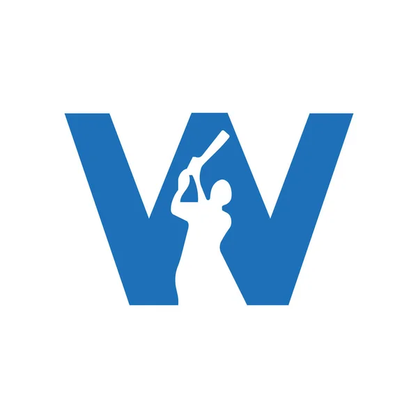 Letter Cricket Batsman Logo Design Vector Sign Cricket Club Logotype — Wektor stockowy