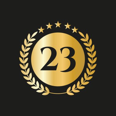 23 Years Anniversary Celebration Icon Vector Logo Design Template With Golden Concept