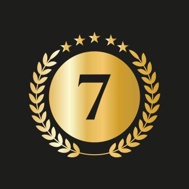 7th Years Anniversary Celebration Icon Vector Logo Design Template With Golden Concept