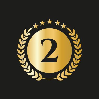 2nd Years Anniversary Celebration Icon Vector Logo Design Template With Golden Concept