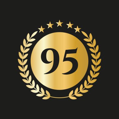 95 Years Anniversary Celebration Icon Vector Logo Design Template With Golden Concept